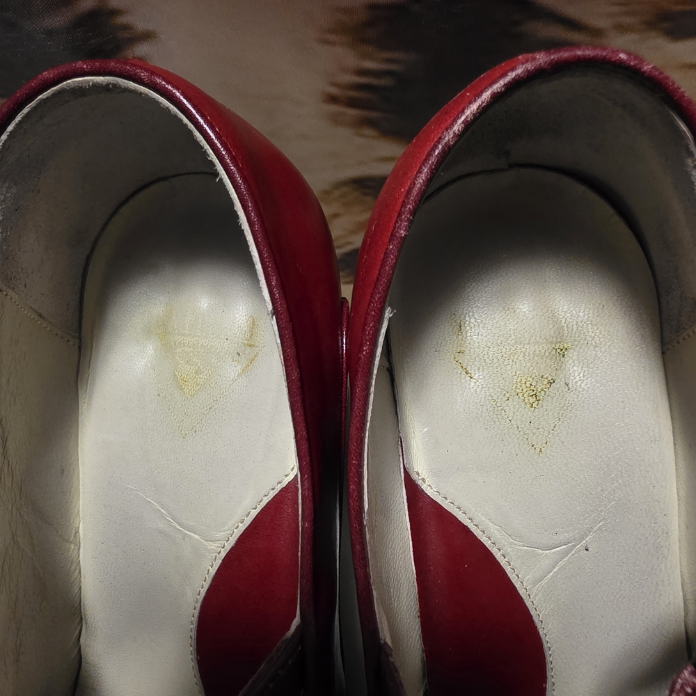 John Fluevog Operetta IlLEANA Red & Wine Comfortable Vintage Heels - Picture 6 of 9